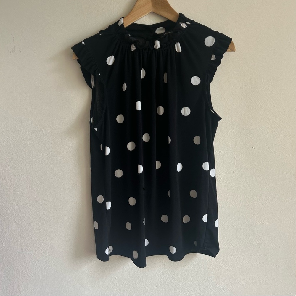 🖤 Adrianna Papell | Polka Dot Ruffle Flutter Sleeve Blouse | M 🖤